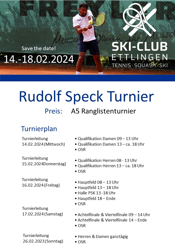 Mehr über den Artikel erfahren Rudolf Speck Turnier 2024