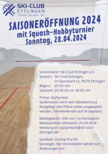 Mehr über den Artikel erfahren Squash-Hobbyturnier am 28.04.2024