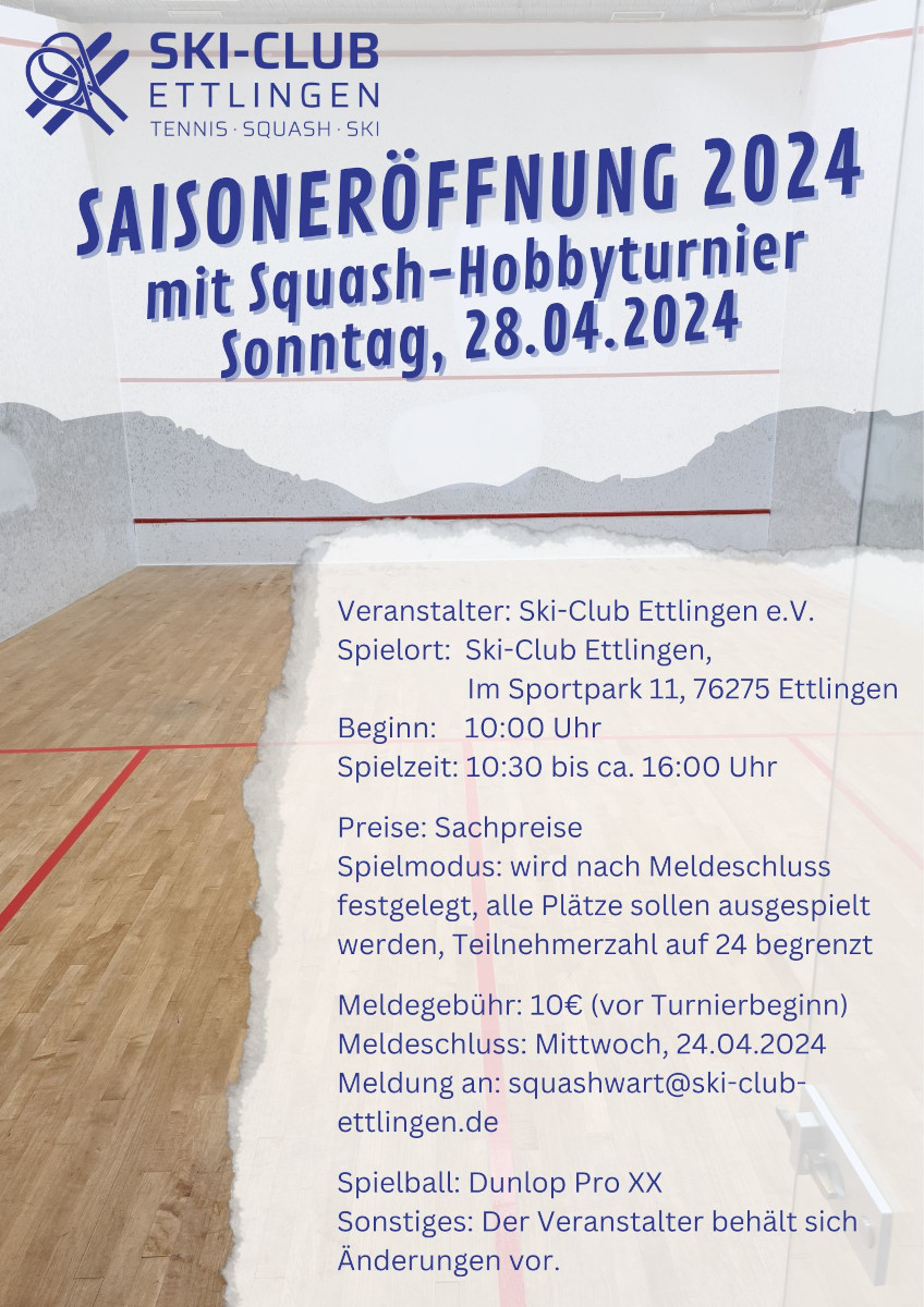 Mehr über den Artikel erfahren Squash-Hobbyturnier am 28.04.2024